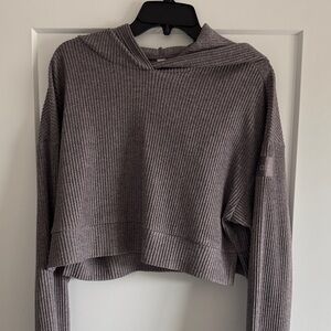 ALO Muse Cropped Ribbed Hoodie